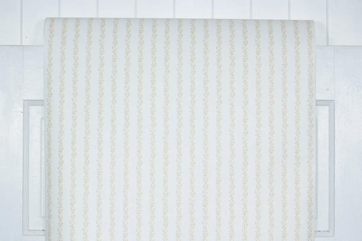 1980s Floral Stripe Vintage Wallpaper
