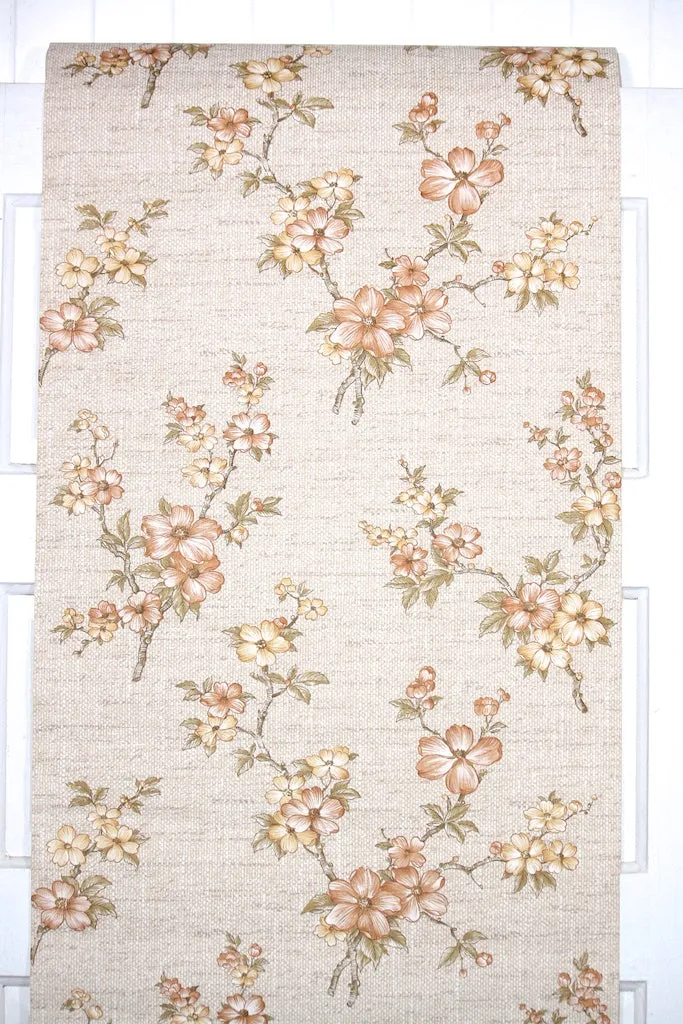 1980s Floral Vintage Wallpaper