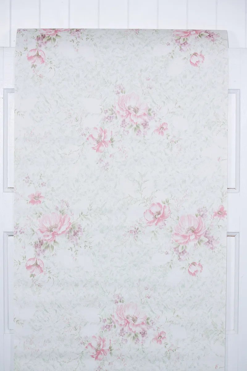 1980s Floral  Vintage Wallpaper
