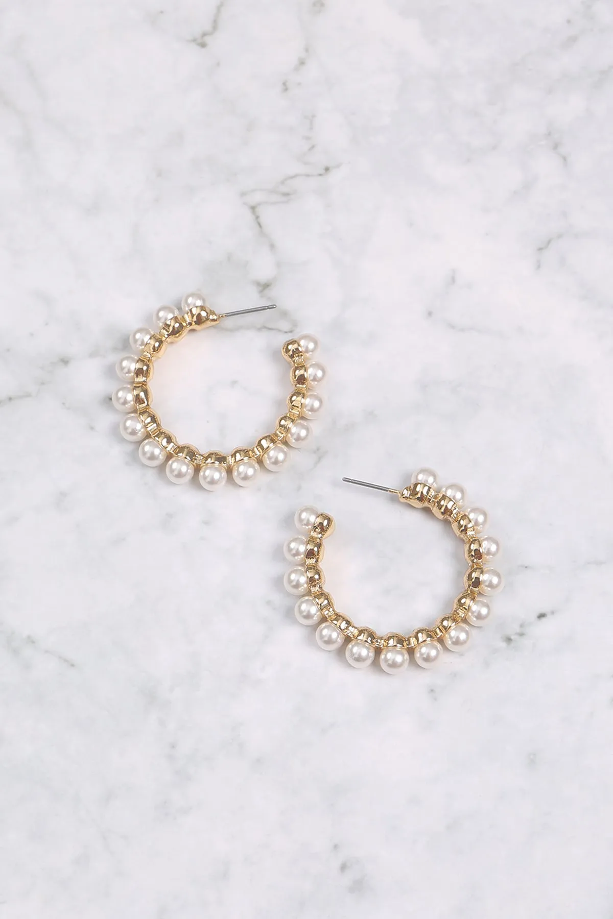 41MM PEARL HOOP EARRINGS