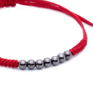 7 Ruthenium Plated Balls Bracelet - 8 Colours Waxed Cord