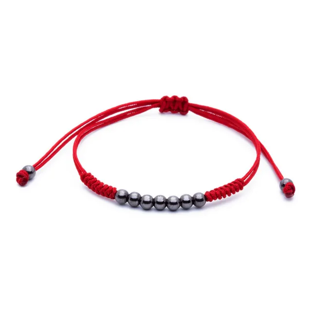 7 Ruthenium Plated Balls Bracelet - 8 Colours Waxed Cord