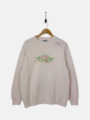 90's Floral USA Made Embroidered Vintage Sweatshirt Size 12