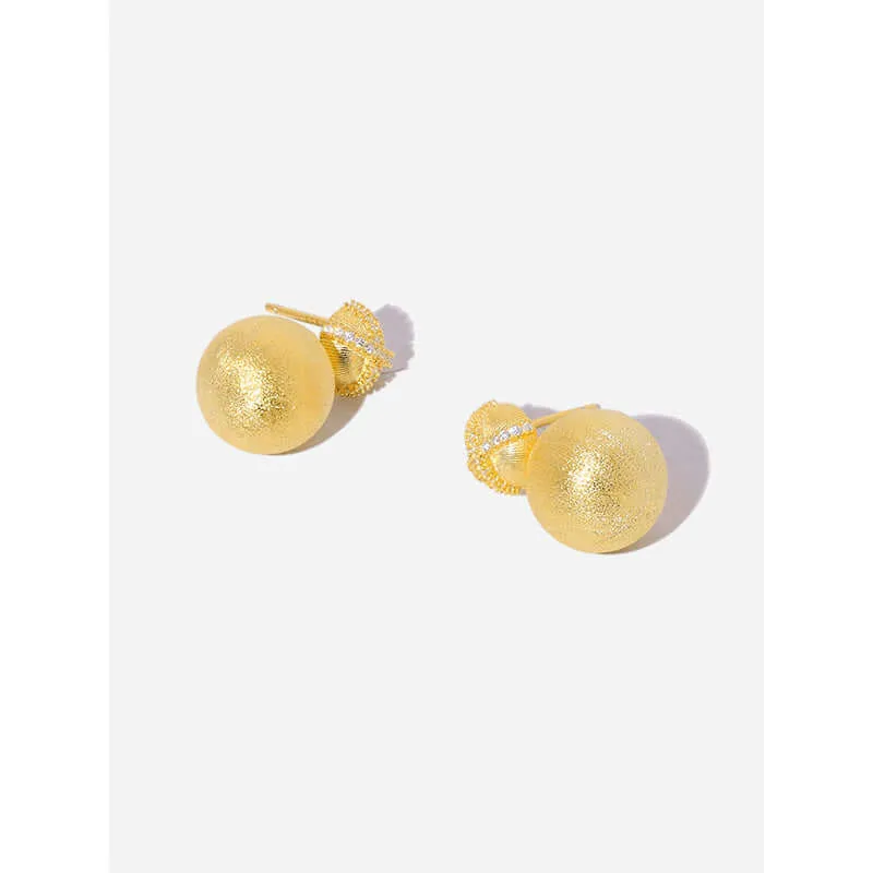 925 Silver Brushed Frosted Heavy Metal Ball Earrings
