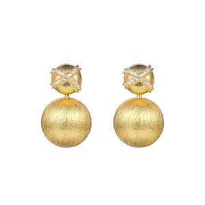 925 Silver Brushed Frosted Heavy Metal Ball Earrings