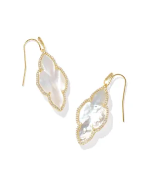 Abbie Pave Frame Drop Earring - Gold Ivory MOP