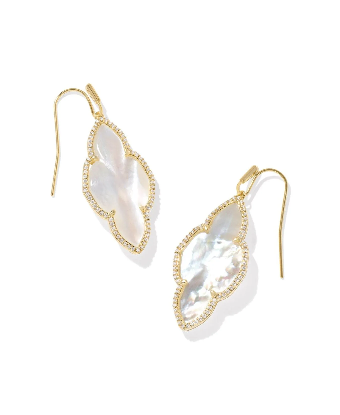 Abbie Pave Frame Drop Earring - Gold Ivory MOP