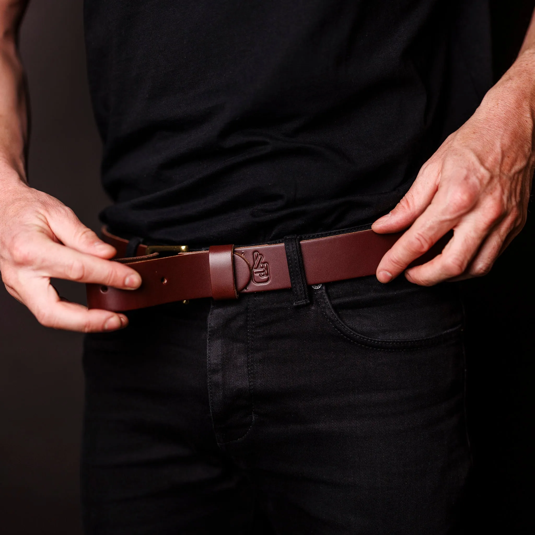 Adventure Leather Belt - Cognac Black