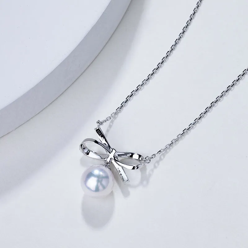 Akoya 18K White Gold Elegant Knot Fashion Necklace