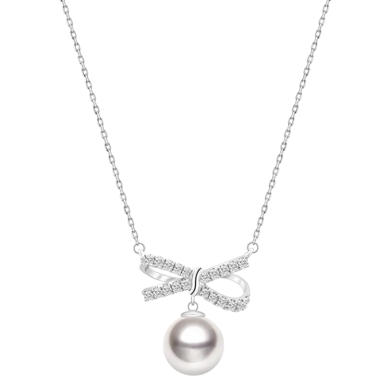 Akoya 18K White Gold Elegant Knot Fashion Necklace