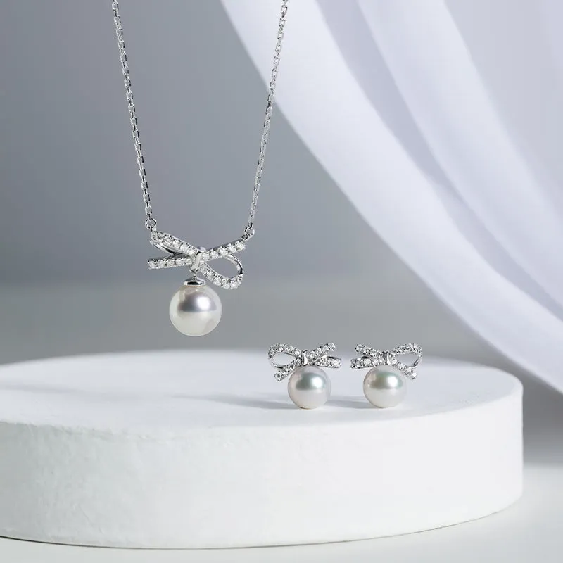 Akoya 18K White Gold Elegant Knot Fashion Necklace