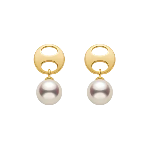 Akoya Pearl 18K Gold Imprint H Elegant Studs Earrings