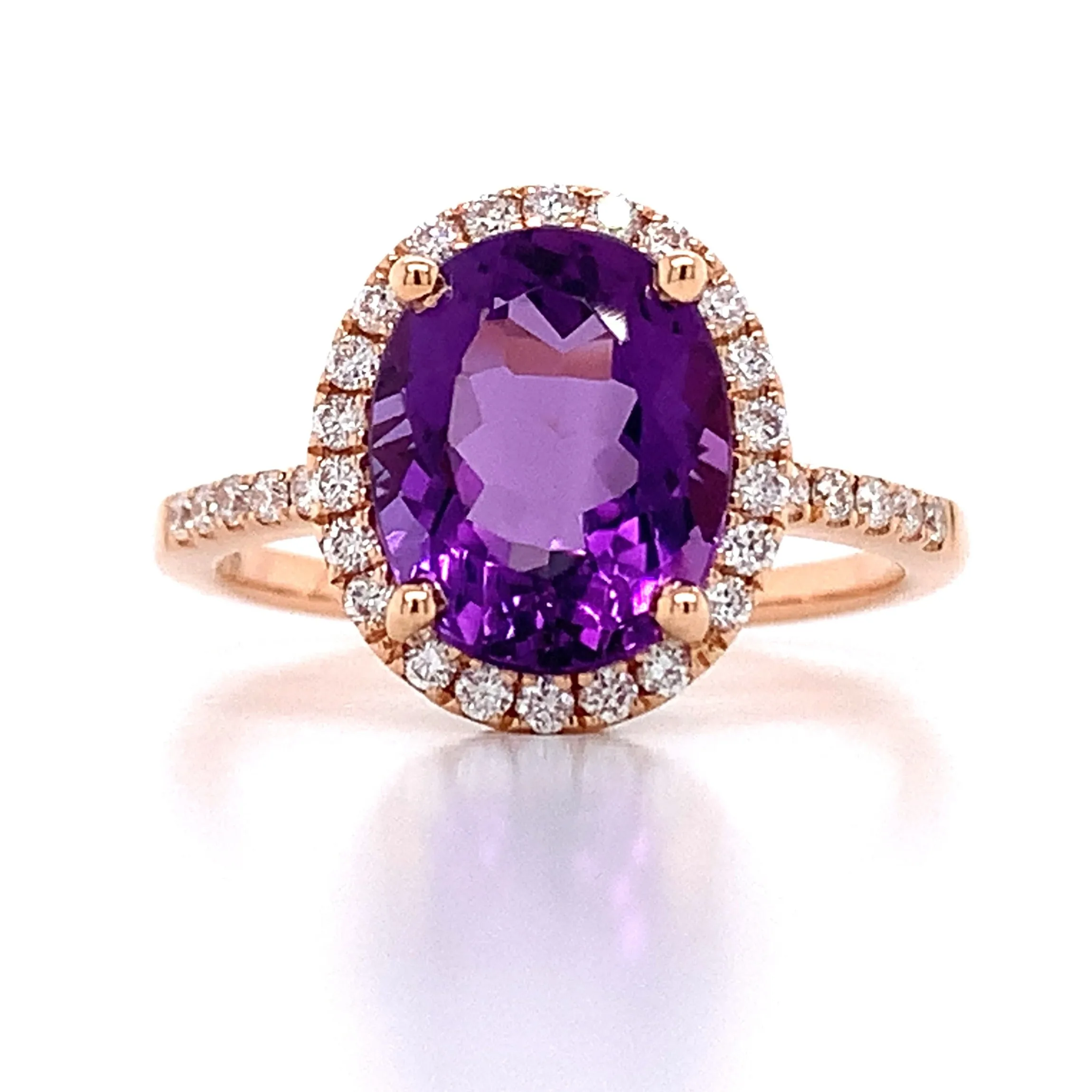 ﻿Amethyst 2.66carat  And Diamond Ring