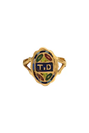 Antique  Enamel Indian T.D. 22KY Ring