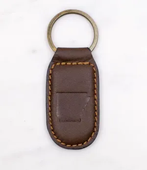 Arkansas Leather Embossed Keychain