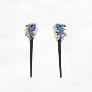 Auspicious Baroque Pearl Enamel Wood Hair Stick
