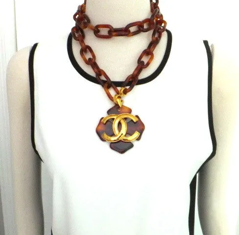 Authentic Chanel Vintage Tortoise Necklace