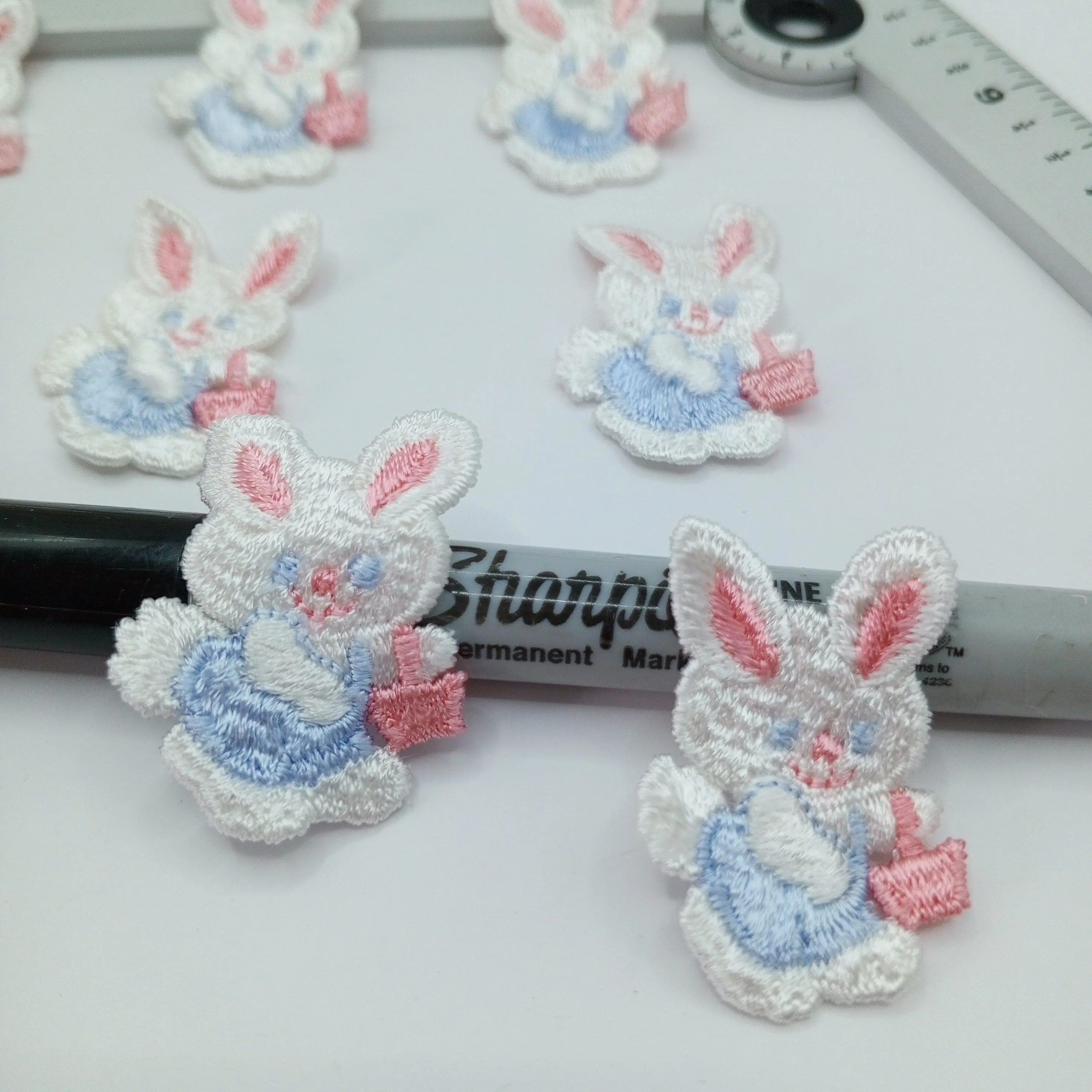 Baby blue, pink Easter bunny Patches sewing appliqué #447