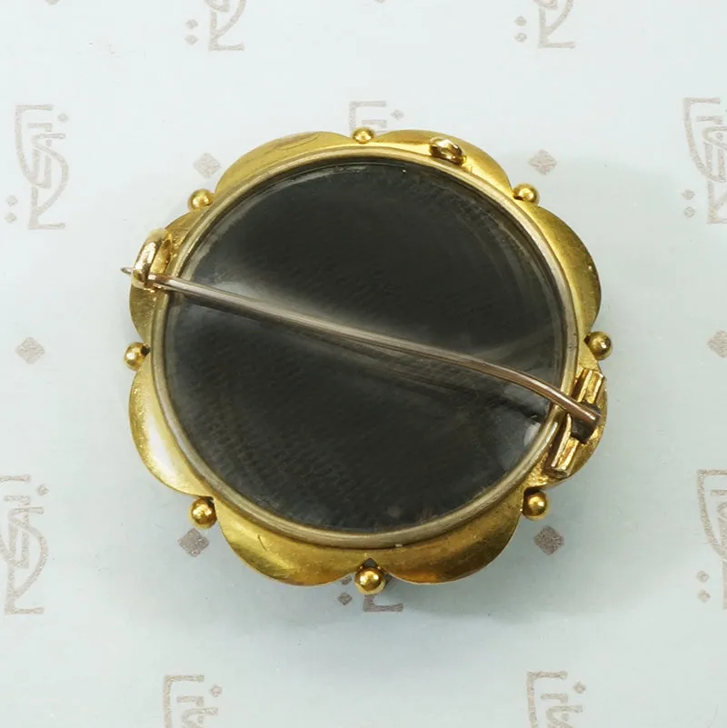 Banded Agate 18k Locket Brooch