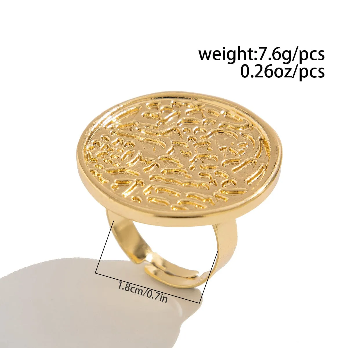Baroque Textured Round Disk Flower Hollow Oval Square Pearl Ring Set