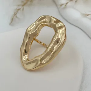 Baroque Textured Round Disk Flower Hollow Oval Square Pearl Ring Set