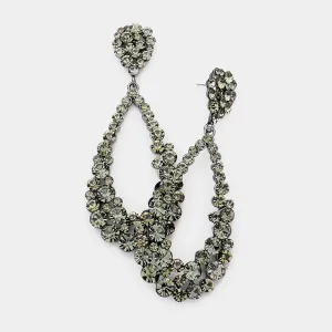 Big Black Diamond Crystal Pageant Hoop Earrings | 3.75" | 294855