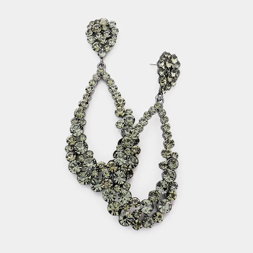 Big Black Diamond Crystal Pageant Hoop Earrings | 3.75" | 294855