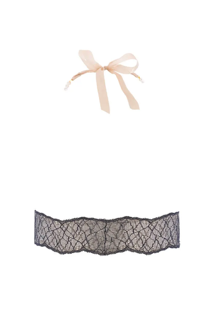 Black bralette with pearl strand - Sydney Bra