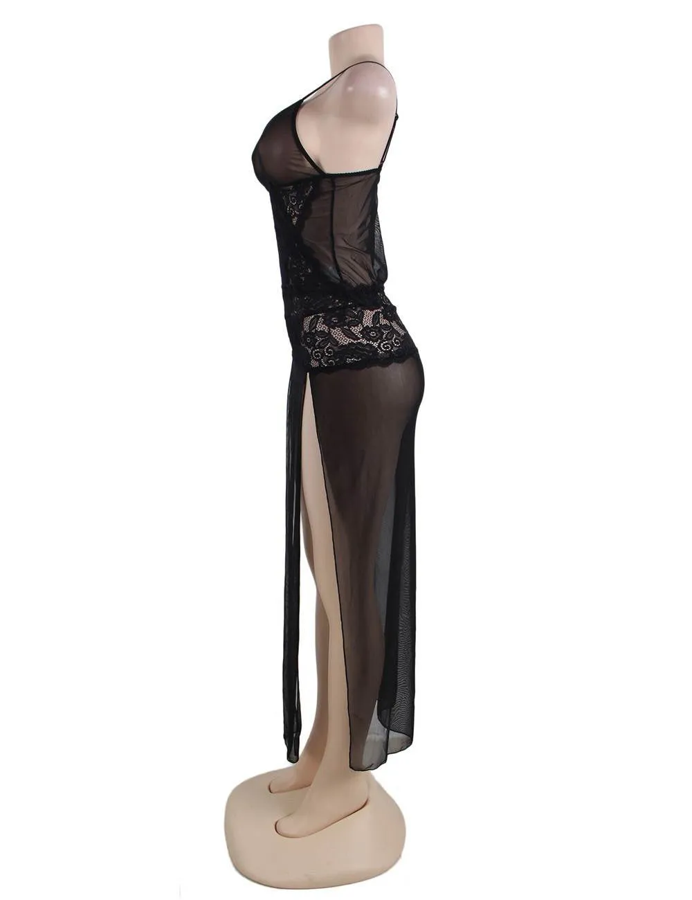 Black Mesh And Lace Elegant Lingerie Gown Egypt