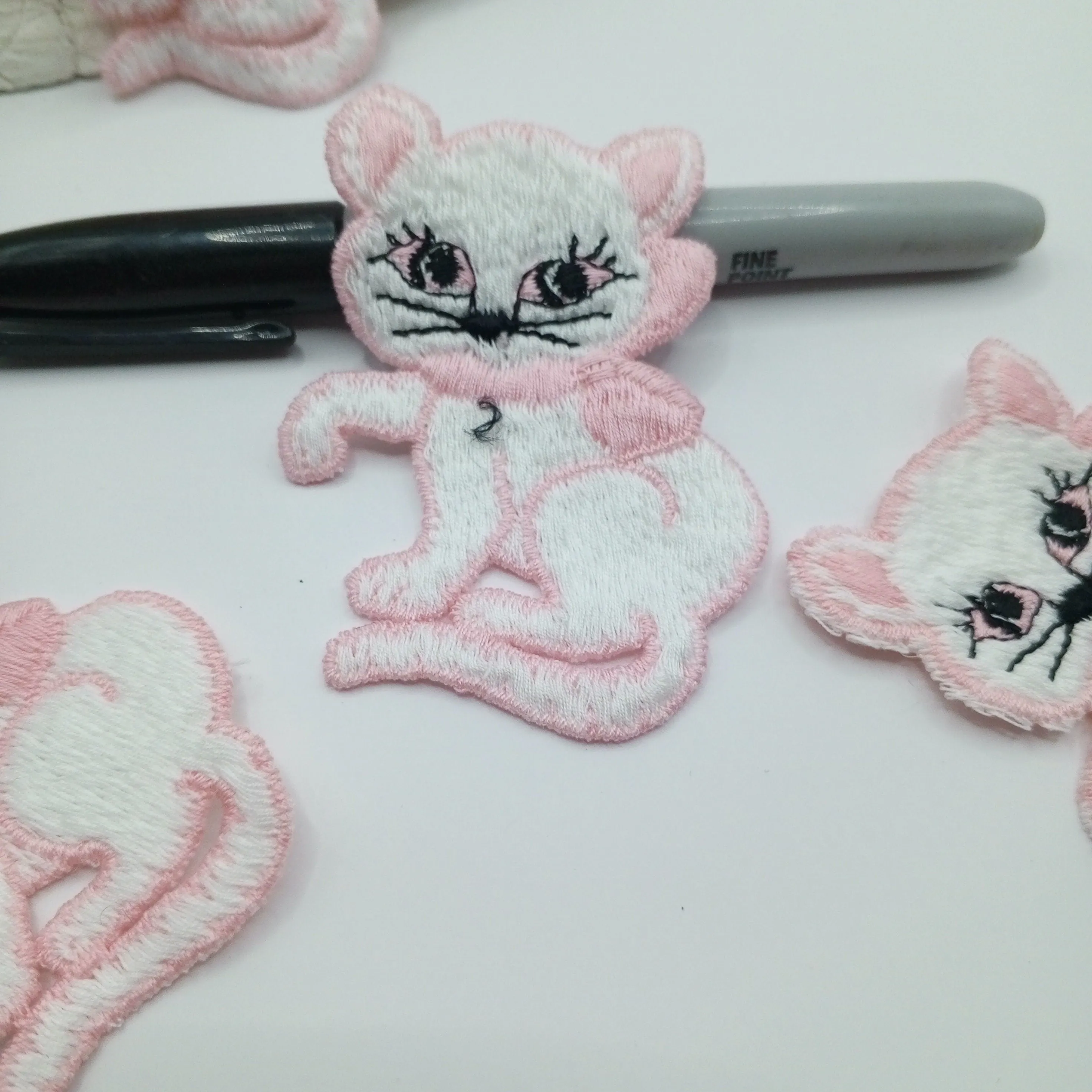 Black, pink, white cat sewing appliqué Patches #421