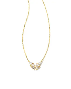 Blair Butterfly Small Pendant Necklace in Gold White Crystal