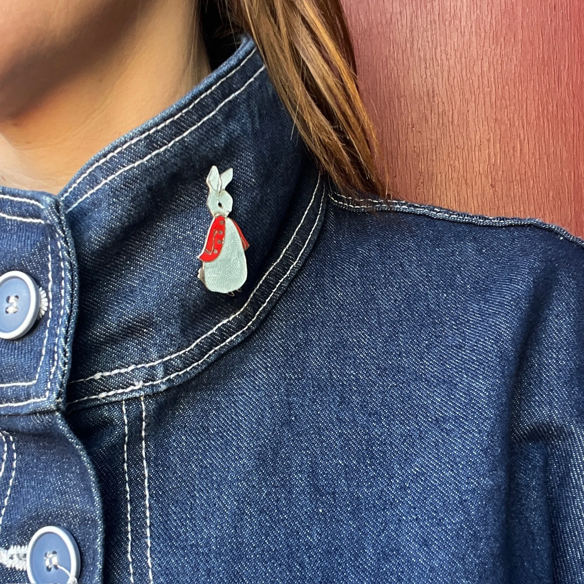 Blue Bunny Enameled Brooch from Margot de Taxco