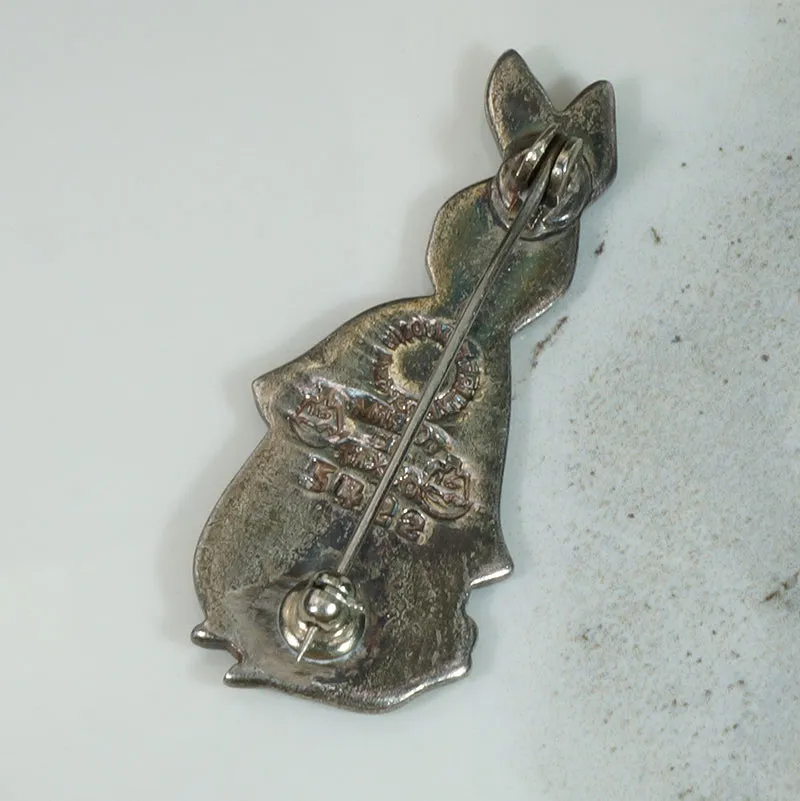 Blue Bunny Enameled Brooch from Margot de Taxco