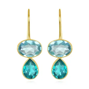 Blue Gemstone Drop Earrings