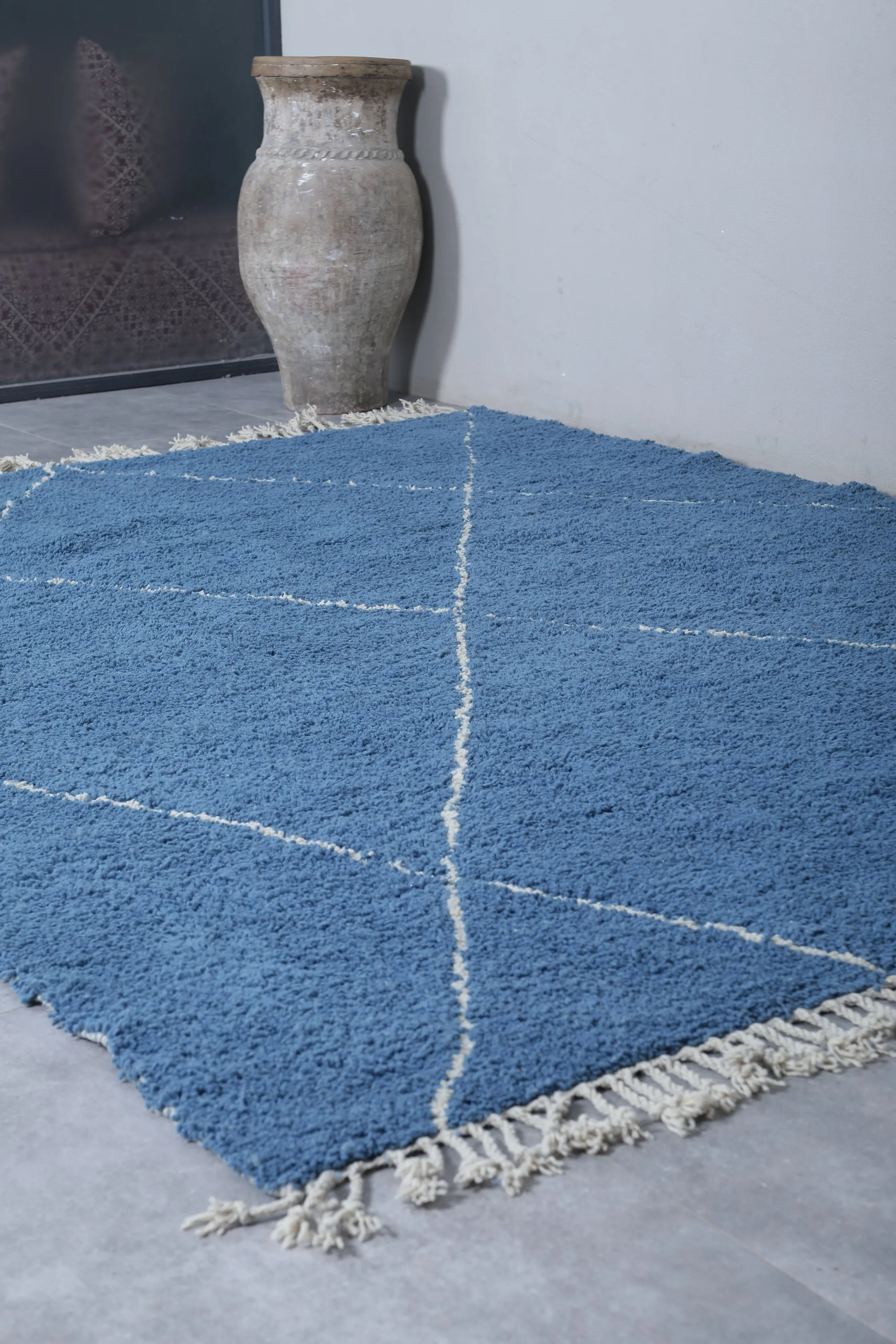 Blue Moroccan Beni ourain rug - Handmade Custom rug