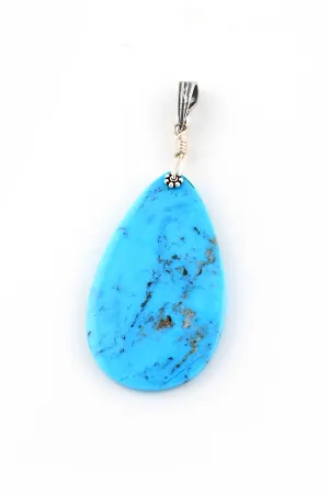 Blue Turquoise Large Slab Pendant