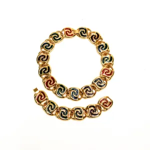 Bold Gold and Jewel Tone Statement Necklace and Bracelet Set