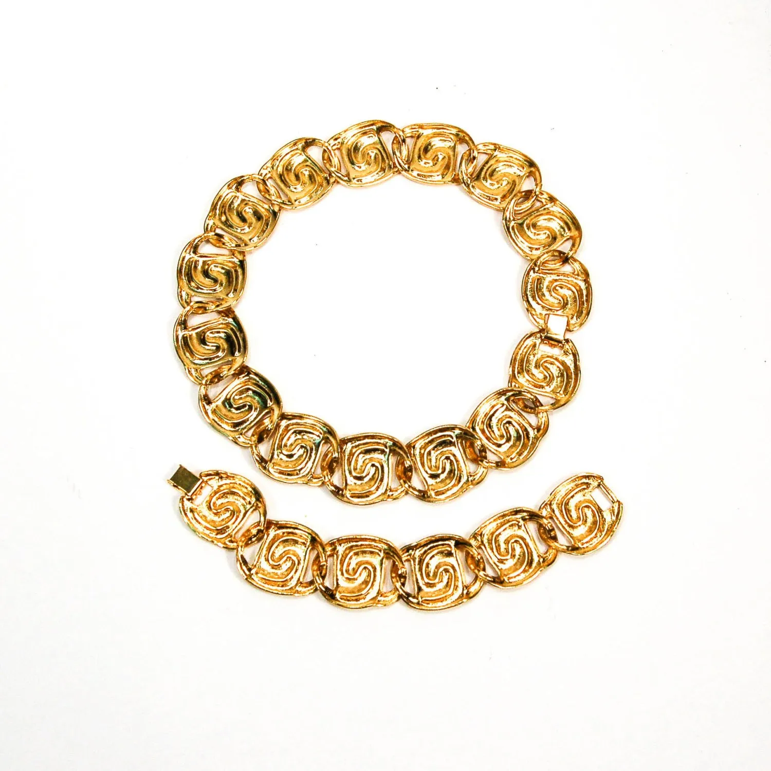 Bold Gold and Jewel Tone Statement Necklace and Bracelet Set