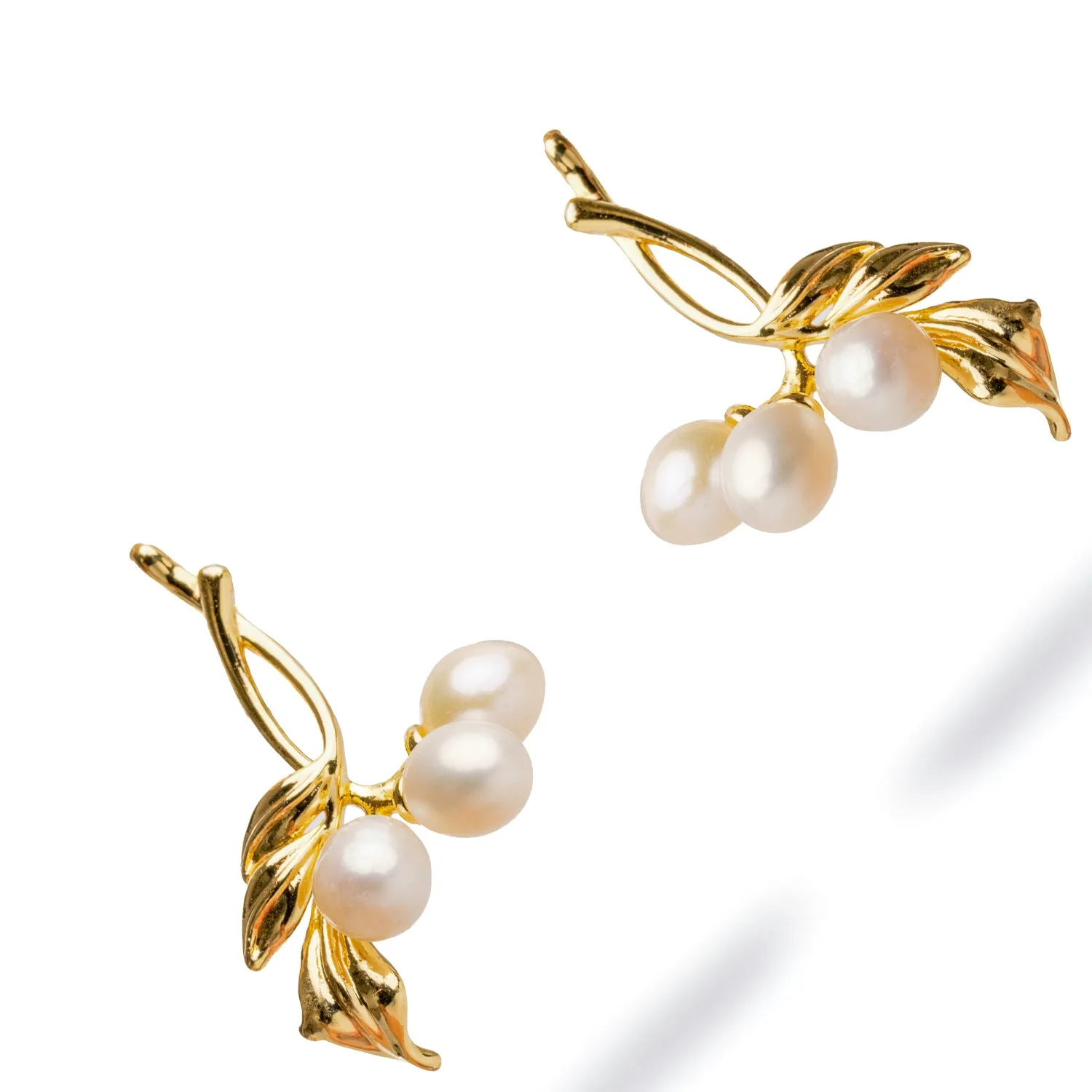 Bridal Pearl & Gold Dangle Earrings