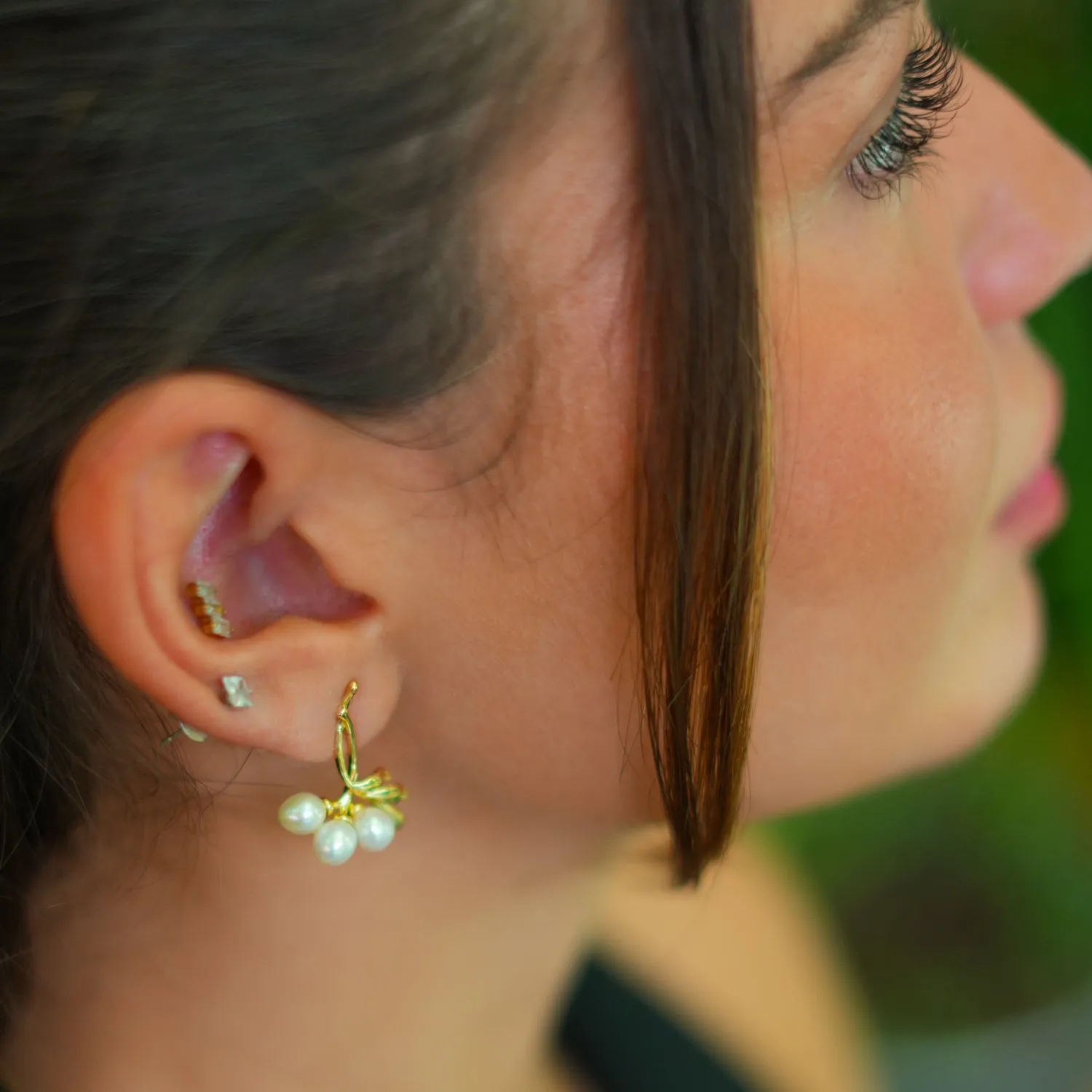 Bridal Pearl & Gold Dangle Earrings