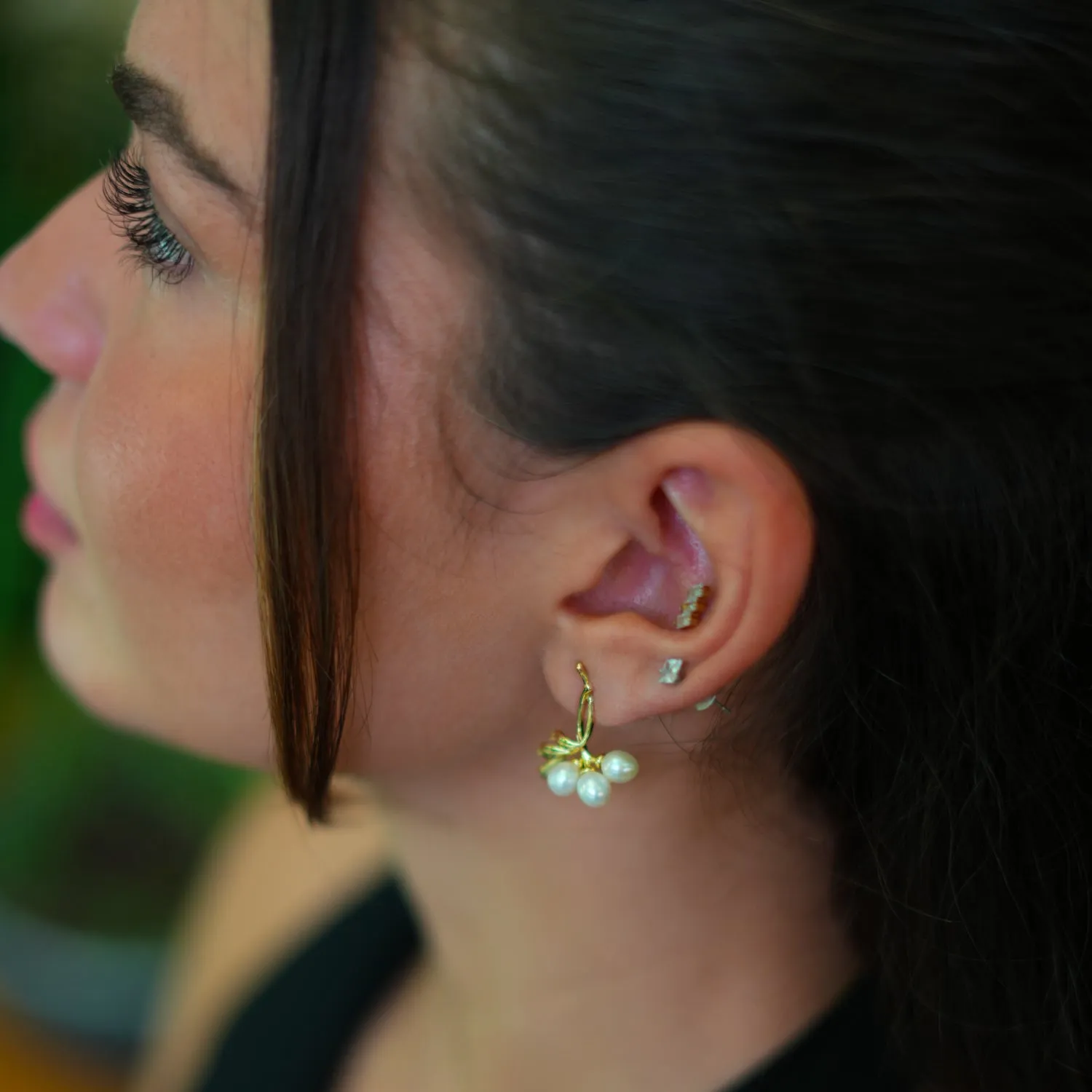 Bridal Pearl & Gold Dangle Earrings