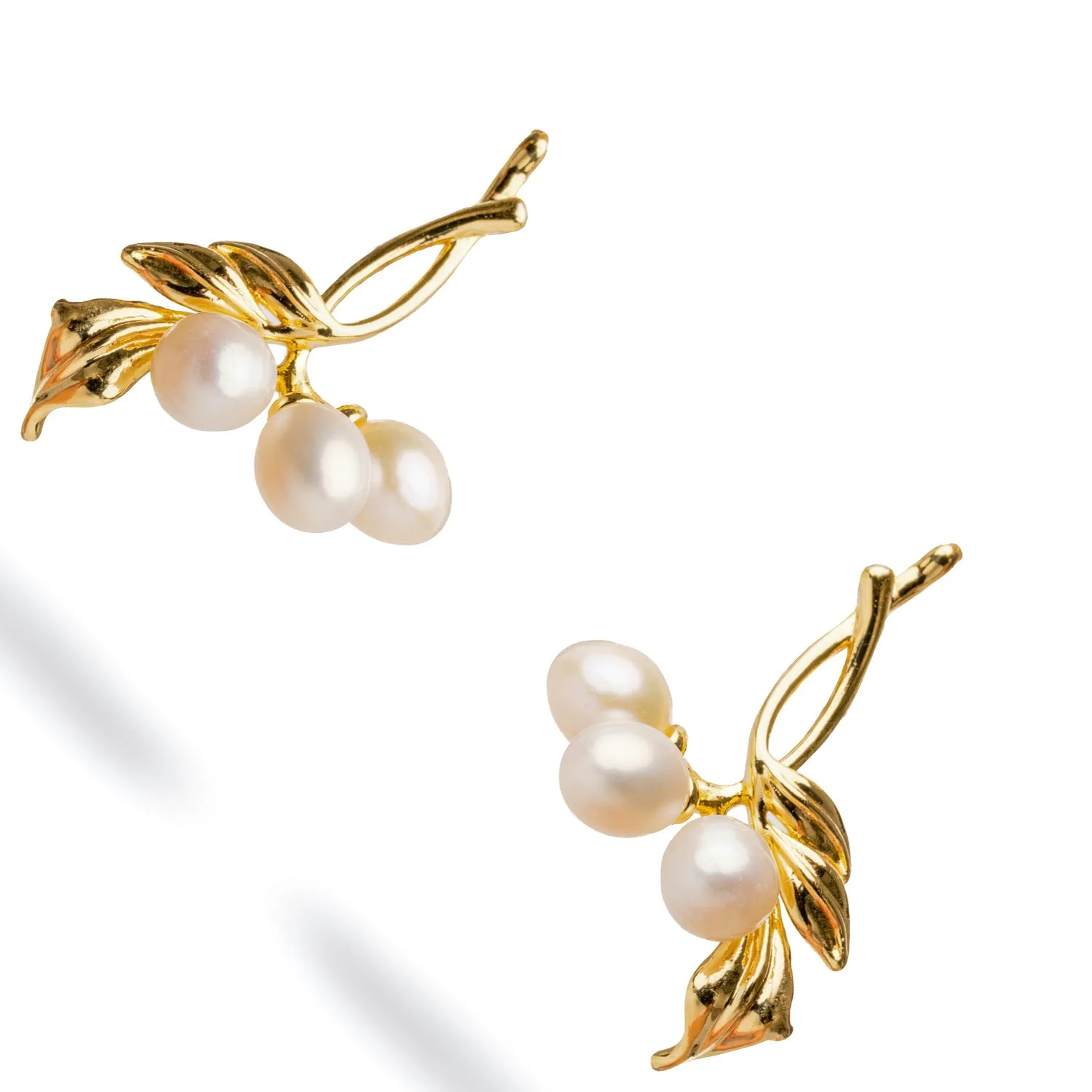 Bridal Pearl & Gold Dangle Earrings