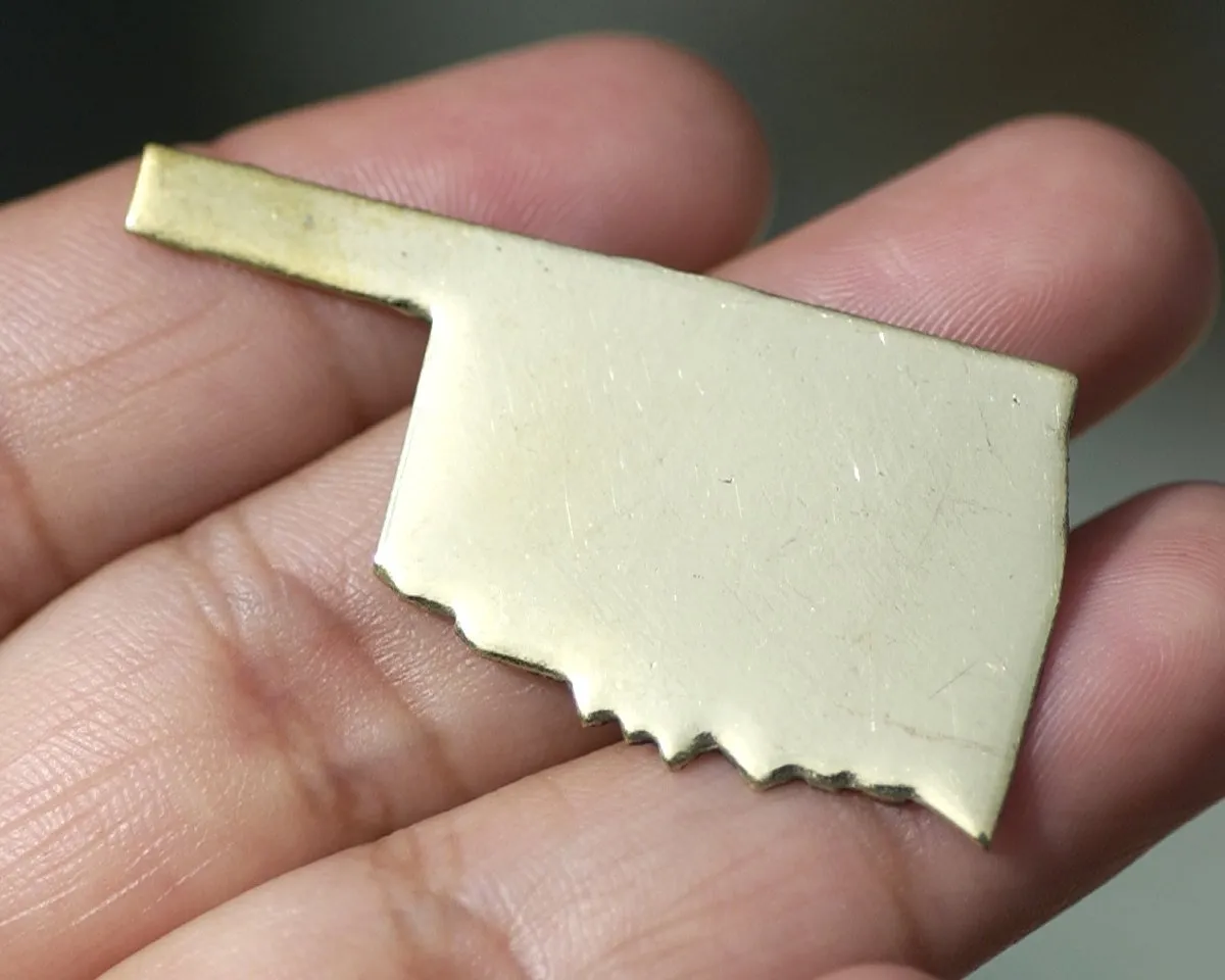Bronze or Brass or Copper Oklahoma State Blanks Cutout for Metalworking Stamping Texturing Blank - Supplies - 4 pieces