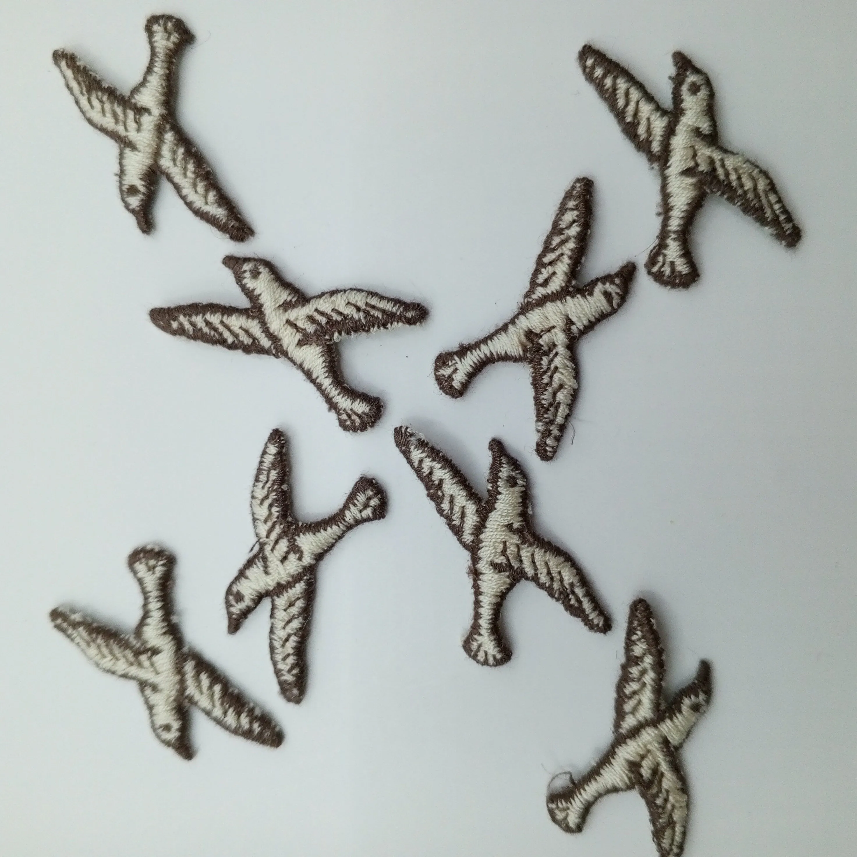 Brown Birds appliques beige Seagull bird Patches #417