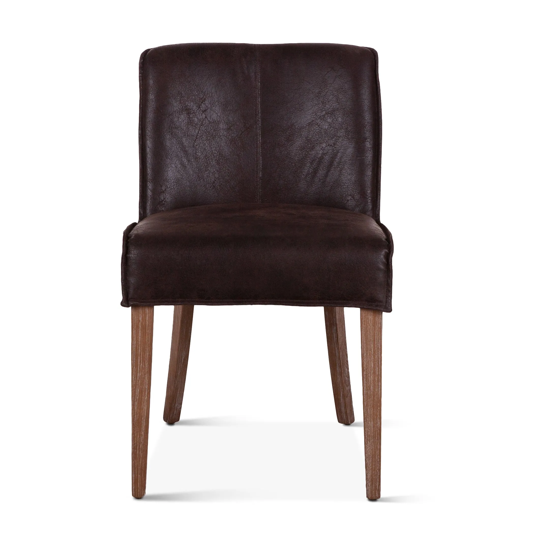 Buddy Dining Chair - Dark Brown Leather/Natural Legs