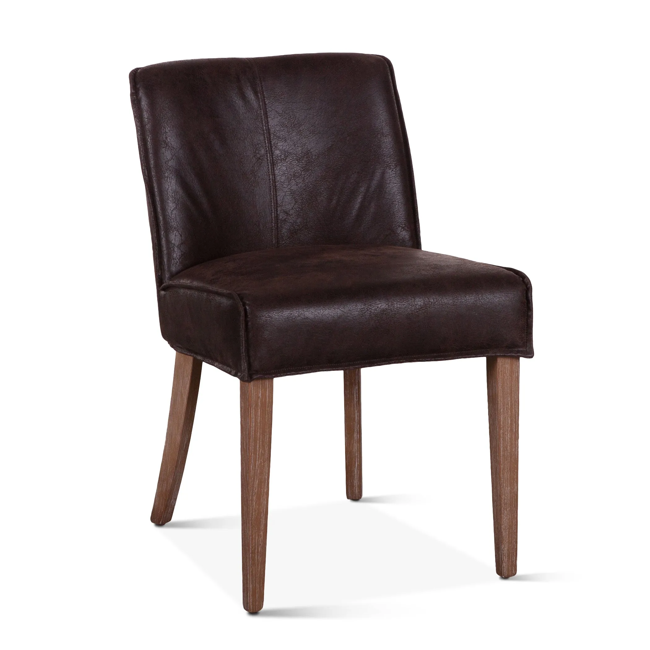 Buddy Dining Chair - Dark Brown Leather/Natural Legs