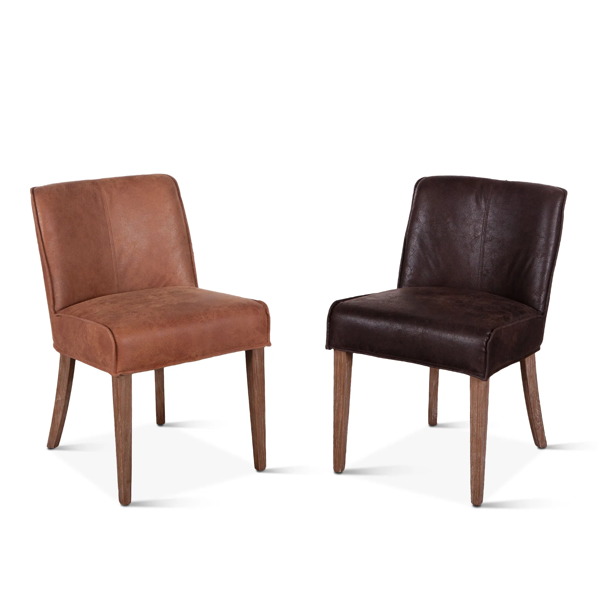 Buddy Dining Chair - Dark Brown Leather/Natural Legs