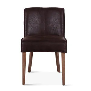 Buddy Dining Chair - Dark Brown Leather/Natural Legs