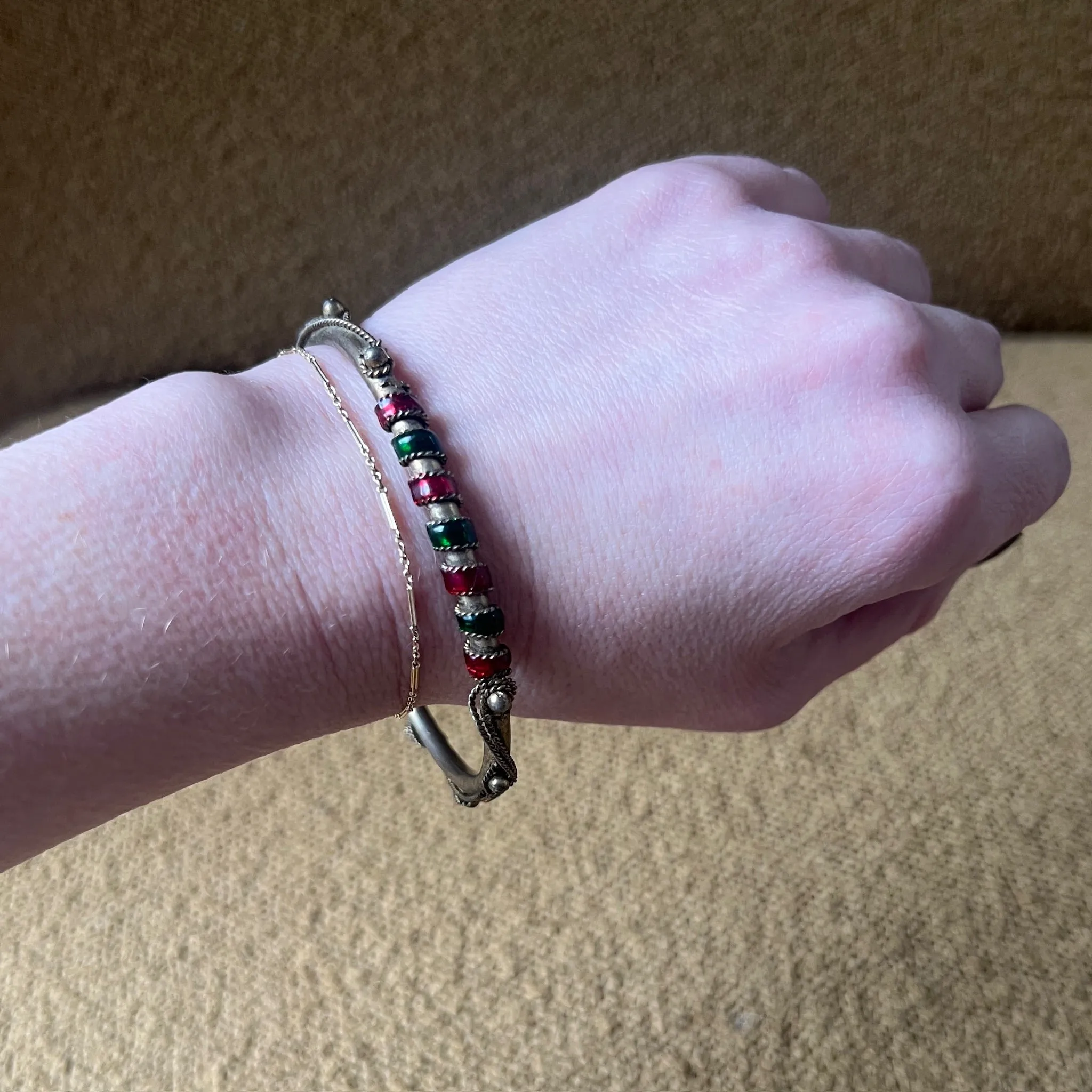 Candy-Striped Silver Gilt Bangle