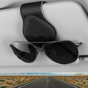 Car Sunglasses Holder, Custom Logo For Your Cars, Magnetic Leather Glasses Frame 2024 Update WQ13995